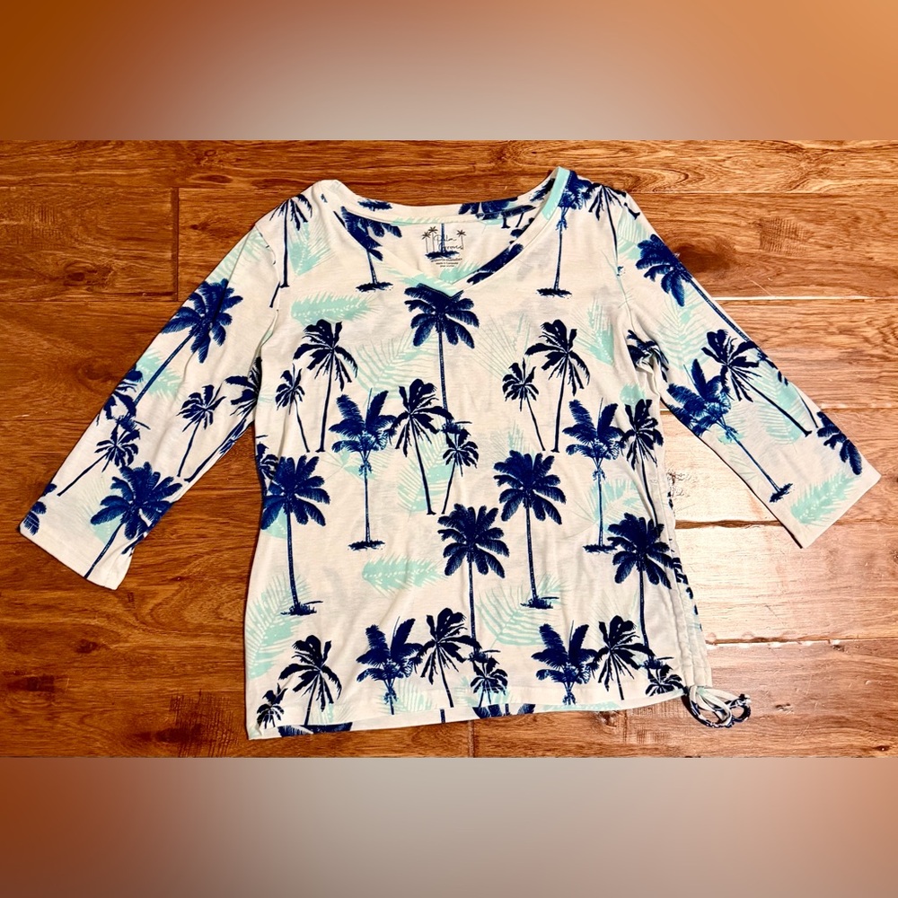 🌴 Groove Palm Tree Print 3/4 Sleeve Top